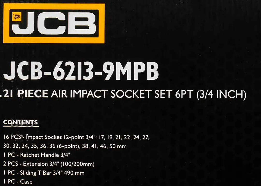 Набор инструментов ударных 21 пр. 3/4'' 12-гр. 17-50 мм JCB JCB-6213-9MPB