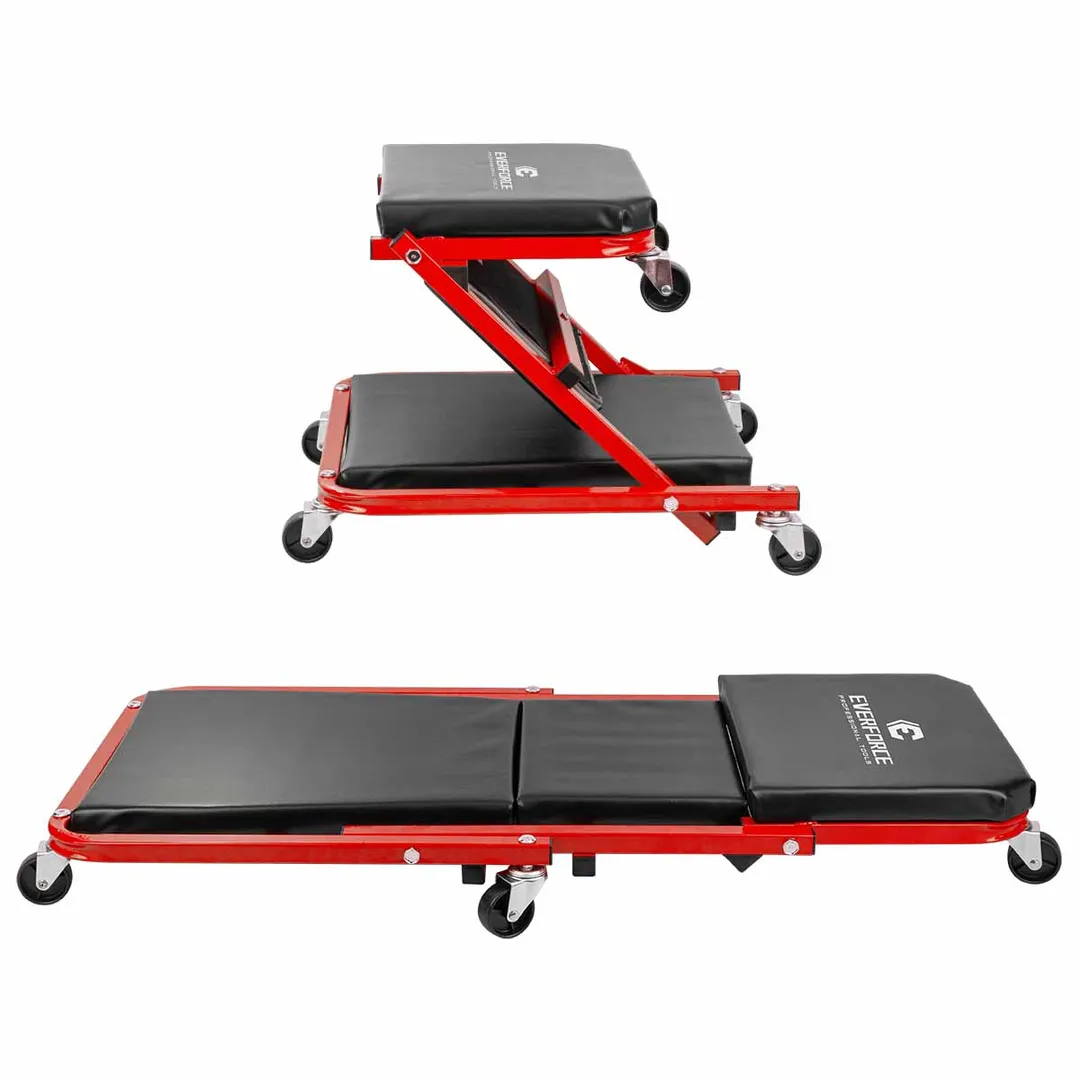 Стул-лежак трансформер подкатной на 6-ти колесах, 910х410х120 мм/460х410х360 мм, max нагрузка 150/120кг, EVERFORCE EF-11412