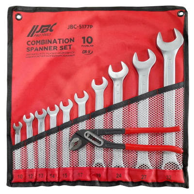Набор комбинированных ключей 10-32 мм, пассатижи переставные 10 пр JBC JBC-5177P+1