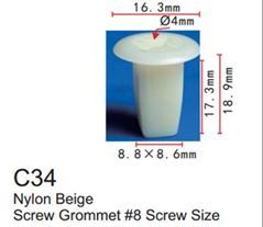 Клипса для крепления внутренней обшивки а/м Митсубиси пластиковая 100 шт Forsage F-C34(Mitsubishi)