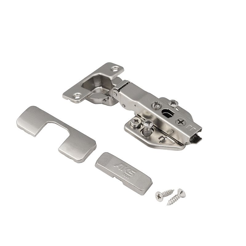 Петля накладная с доводчиком 48мм h3 clip-on 3D (еврошурупы, заглушки) AKS PLUS 104660