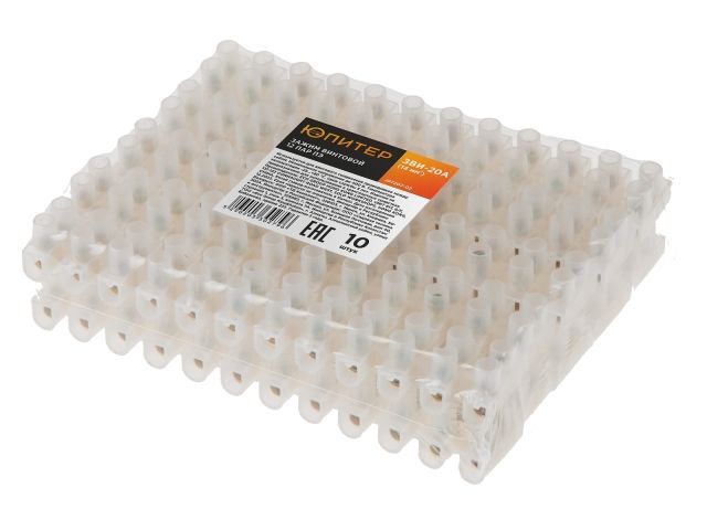 Зажим винтовой ЗВИ-20А, 2,5-6 мм2, 12 пар ПЭ, 10 шт, клеммная колодка, Юпитер JP7207-02