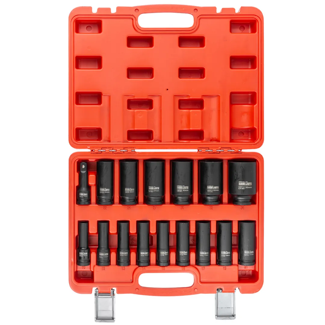 Набор головок ударных глубоких 10-19, 21, 22, 24, 27, 30, 32 мм 1/2'' 6-гр 16 пр BaumAuto BM-4177-5MPB