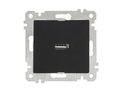 Розетка 1-ая USB (скрытая, без рамки) черная, RITA, (USB-зарядка, 5V-2.1A) Mutlusan 22004480184