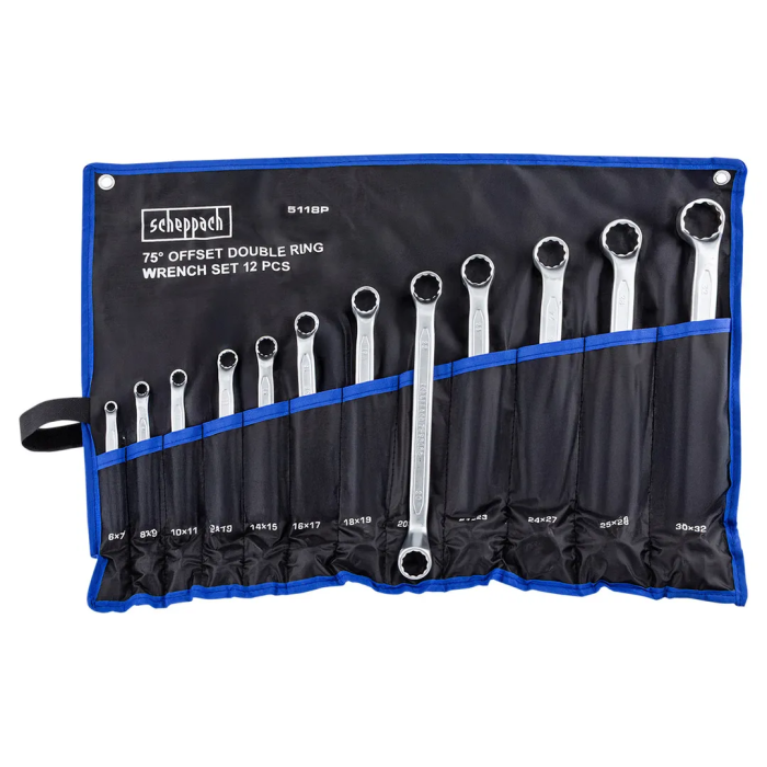 Набор накидных ключей, отогнутых на 75° 6х7-30х32 мм 12 пр Scheppach Sch-5118P