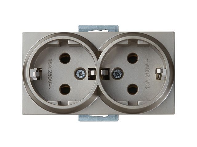 Розетка 2-ая, скрытая, с/з, титан, RITA, 16 A, 250 V, IP 20, Mutlusan 22002020283