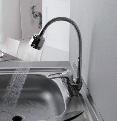 Смеситель для кухни с гибким изливом, латунь, хром Ledeme L4304