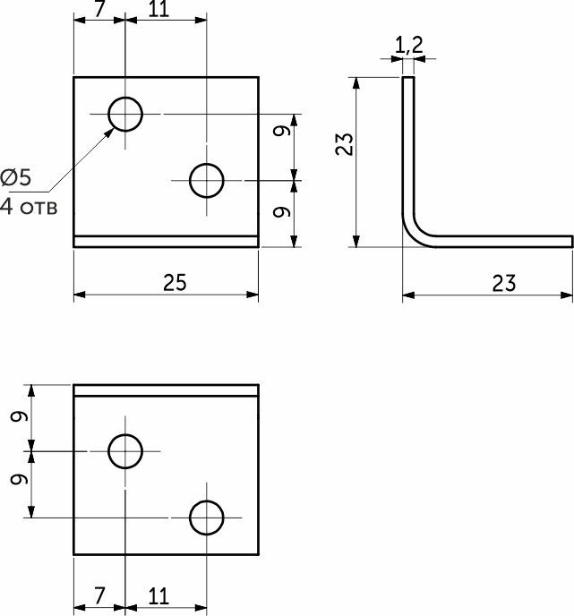 Уголок металлический FSC-01 23х23х25, 1,2, желтый цинк, уп/2000шт, BY 121902