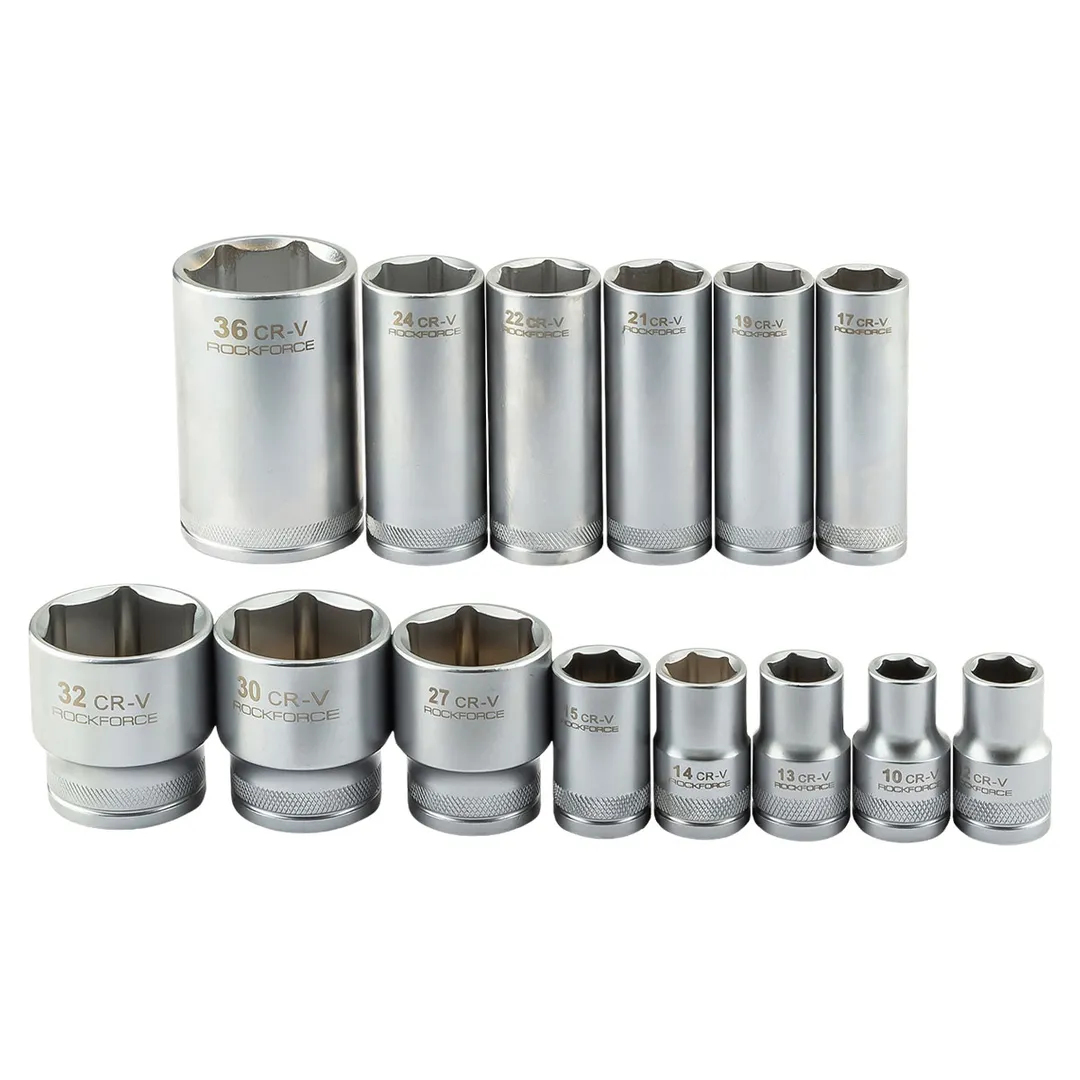 Набор глубоких и коротких головок 10-36 мм 1/2'' 6-гр 14 пр RockForce RF-4149 MSA
