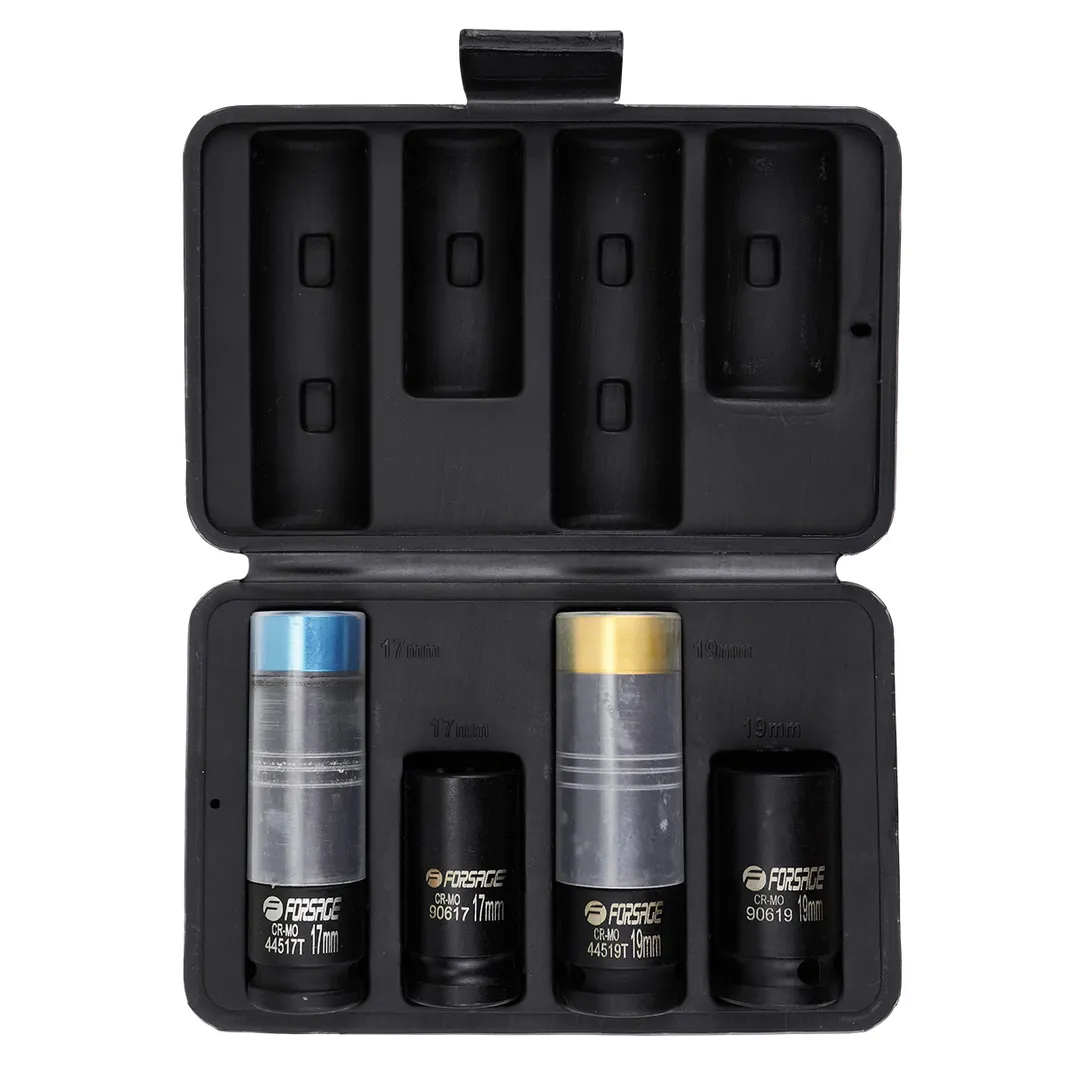 Набор ударные головки-экстаркторы 17, 19 мм, для литых дисков 17, 19 мм Forsage F-4035D