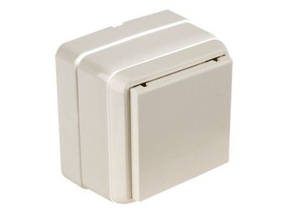 Розетка 1-ая (открытая, с/з, с крышкой, керамика) кремовая, BRON, (16 A, 250 V, IP 20) Mutlusan 21601130202