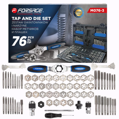 Набор метчиков и плашек 76 пр Forsage F-M076-3