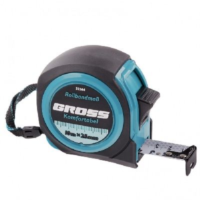 Рулетка Komfortabel 10 м.x25 мм., обрезиненный корпус Gross 32564