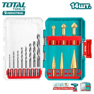 Набор сверл по металлу 2-8 мм, ступенчатых сверл, зенкеров 14 пр TOTAL TACSDL61401 (14 шт)