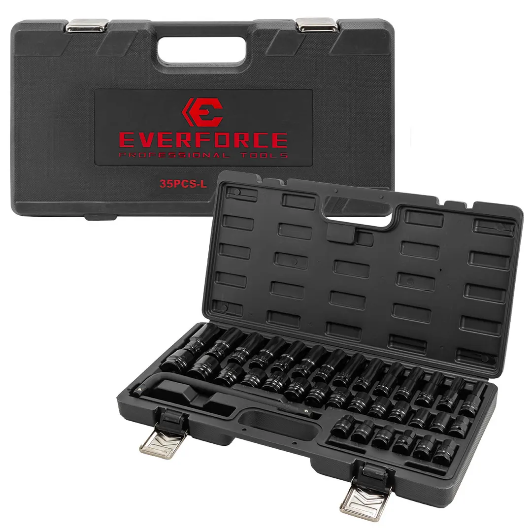 Набор ударных глубоких/коротких головок 8-32 мм 35 пр 1/2'' 6-гр EVERFORCE EF-4359MPB