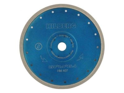 Алмазный круг 250х25,4/22,23 мм по керамике сплошн.ультратонкий Turbo HILBERG HM407