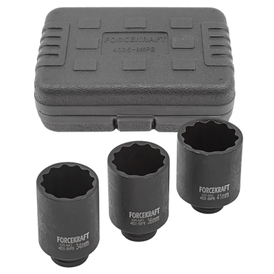 Набор ударных глубоких головок 34, 36, 41 мм 1'' 12-гр 3 пр ForceKraft FK-4035-9MPB