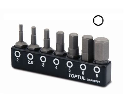 Набор бит HEX 1,4'' 7 пр. Toptul GAAV0701