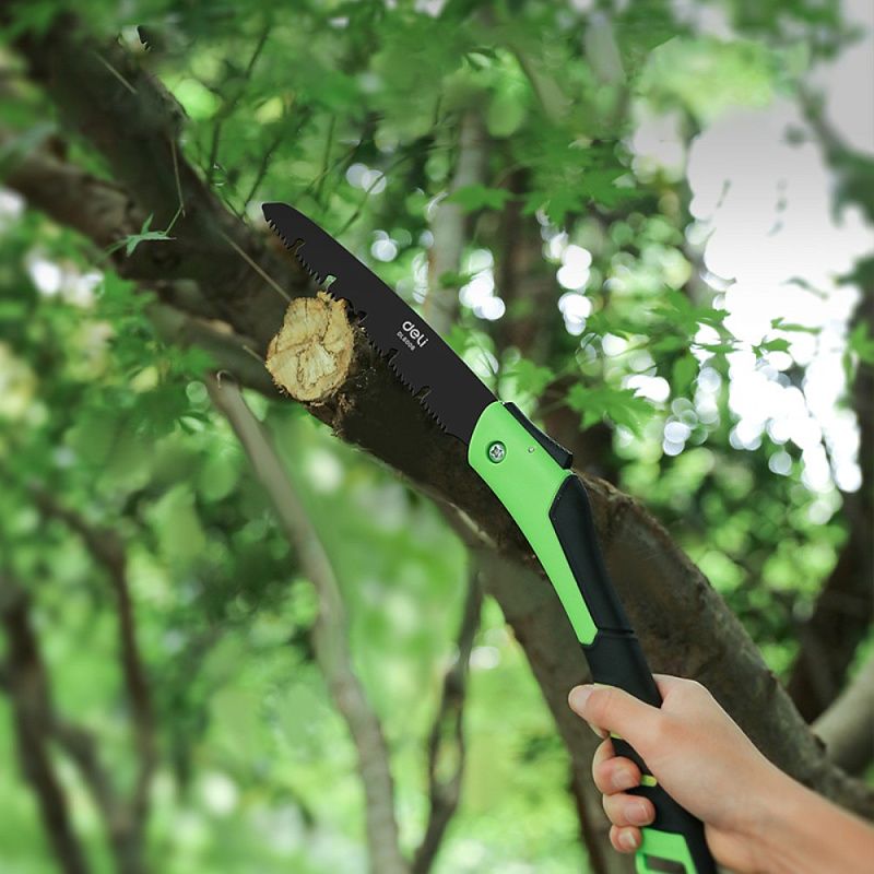 Пила садовая Deli GS EDL6006, 180 мм, складная, черный, зеленый