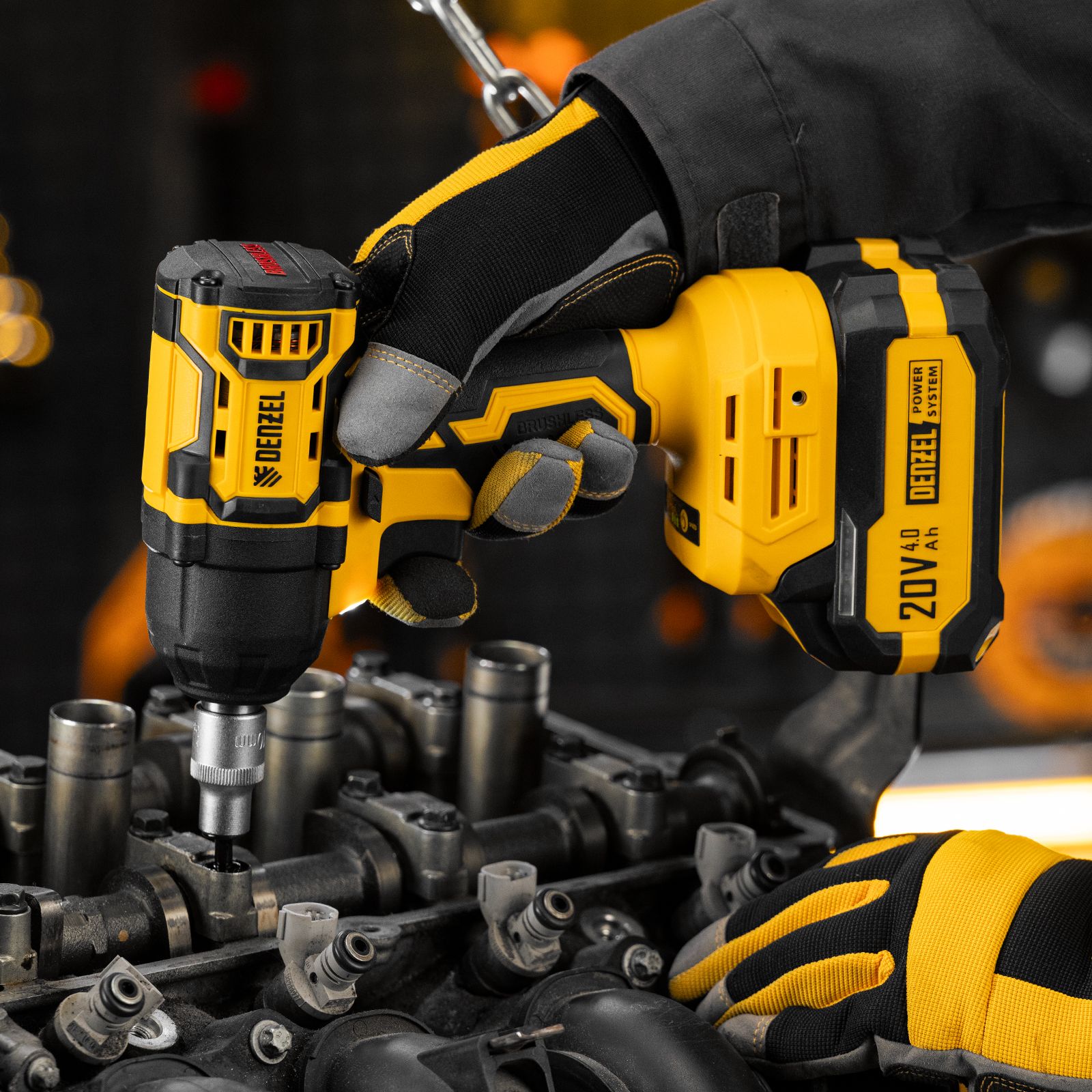 Гайковерт ударный аккумуляторный бесщет. CIWH-BL-20-500, Li-Ion, 20 В Denzel 26524