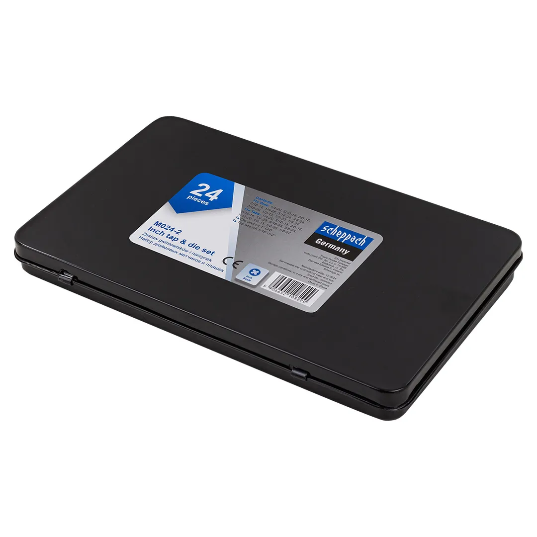 Набор метчиков и плашек дюймовый 24 пр 1/4, 5/16, 3/8, 7/16, 1/2 Scheppach Sch-M024-2