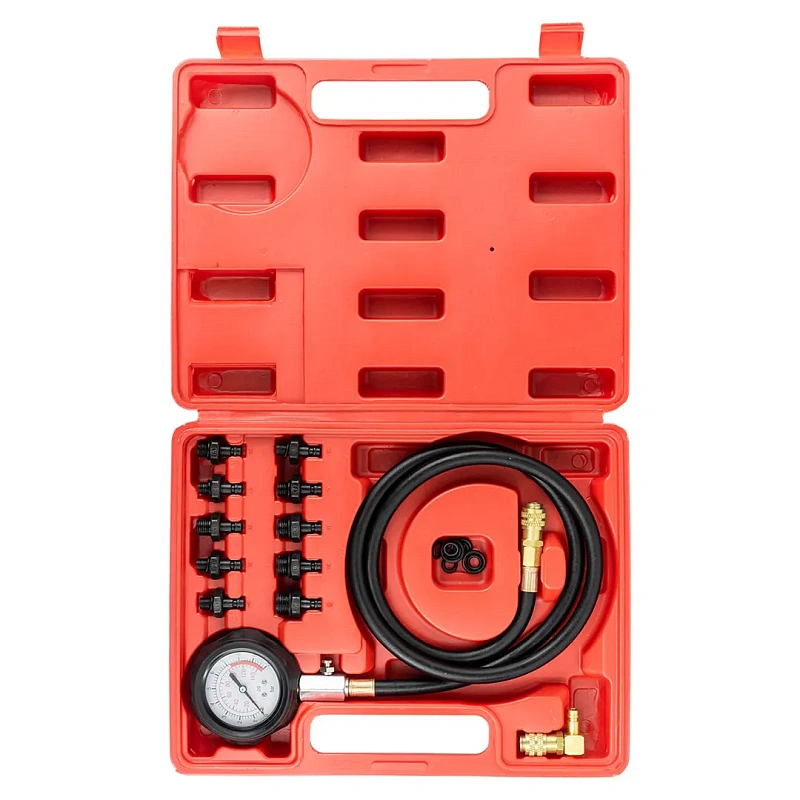 Тестер давления масла в комплекте с резьбовыми переходниками 12 пр, 0-10Bar ForceKraft FK-912G1