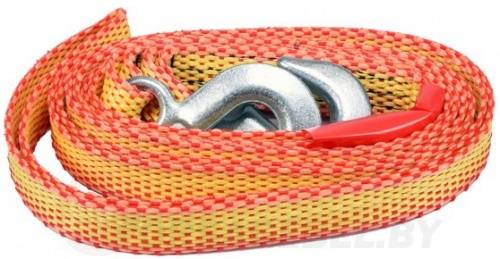Трос ленточный буксировочный плетеный синтетический в комплекте с крюками 1450 кг. Vorel 82231