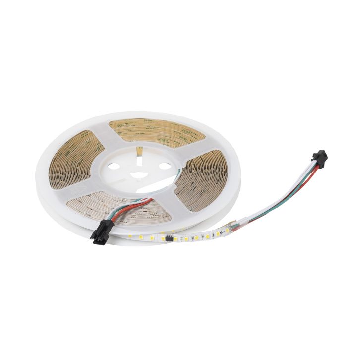 Лента светодиодная SPI, "Бегущий огонь", 12W/m, 24V, 8мм, 2835, 126 д/м, IP20, холодный белый, 6000K, 10м, AKS 115351