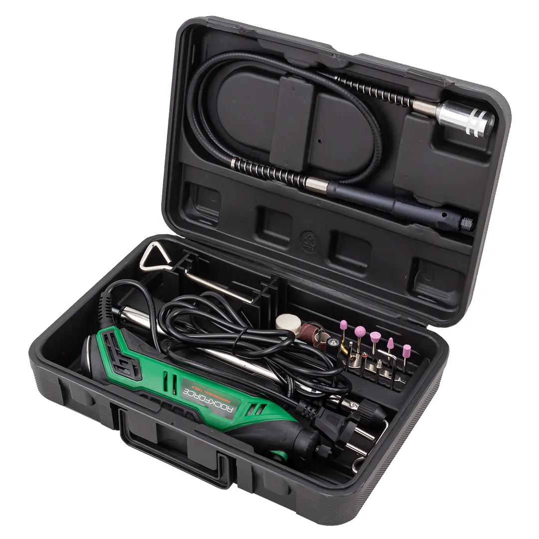 Гравер электрический, 130W, 10000-35000 об/мин в комплекте с аксессуарами 25 пр. RockForce RF-GM10-150E