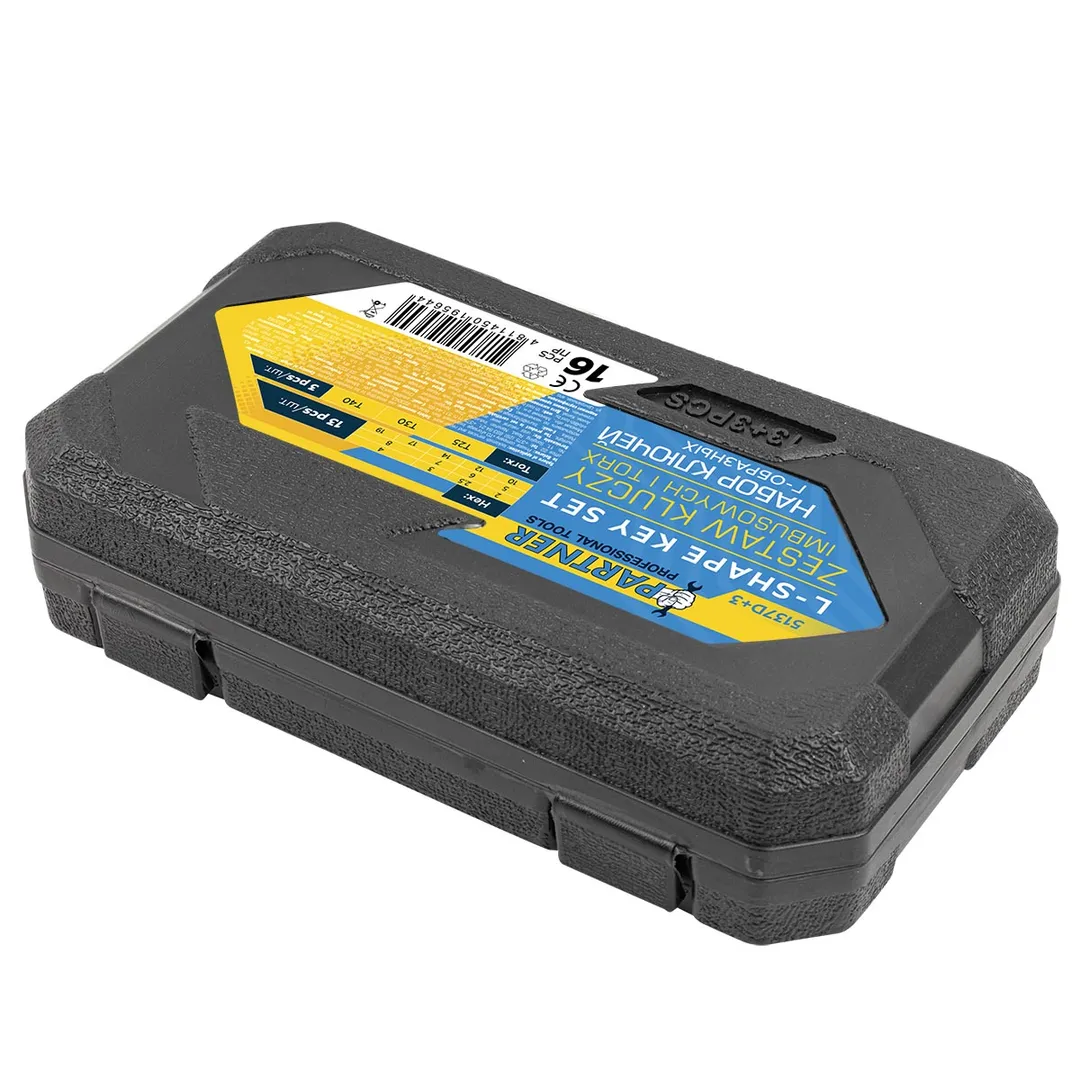 Набор Г-образных ключей HEX (6-гр) 2-19 мм, TORX T25, T30, T40 13+3 пр Partner PA-5137D+3
