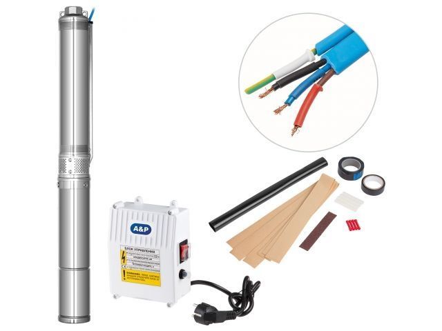 Насос скважинный центробежный AGELESS-3-2700/23-3/8, 250 Вт, 3,6 м3/ч, 32м, 3" / 7,62 см A&P AP01B05
