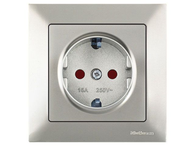 Розетка 1-ая, скрытая, с/з, шторки титан, DARIA, Mutlusan 2120 605 0283