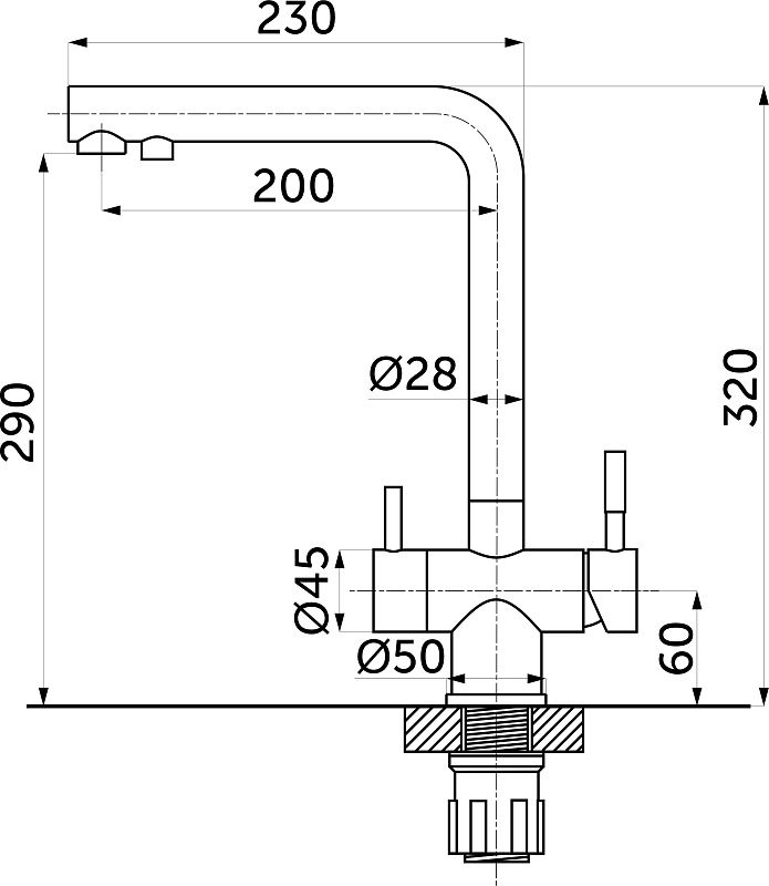 Смеситель для кухни, латунь, SG-015, асфальт, Sim Gran 118174
