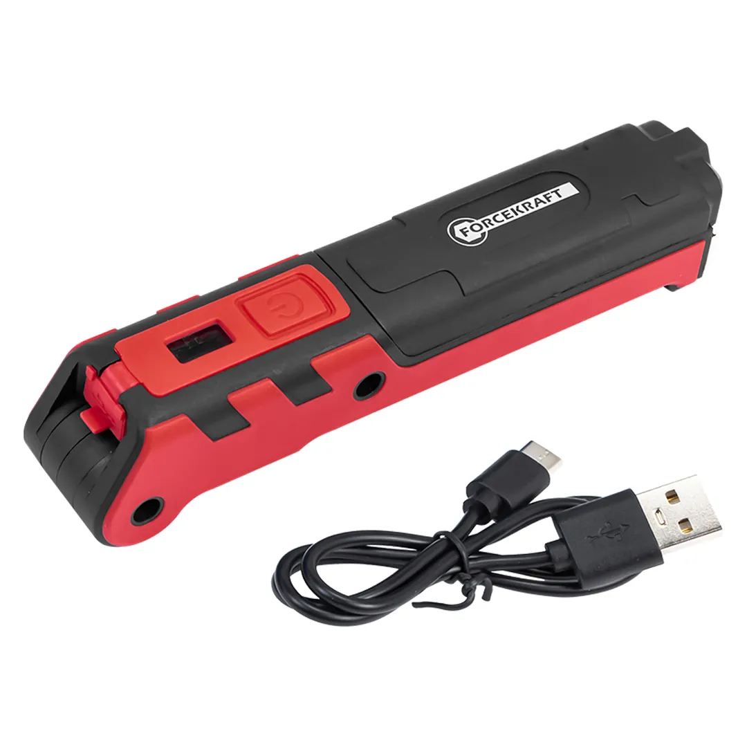 Фонарь светодиодный аккумуляторный на магнитном шарнире с регулятором яркости складной ForceKraft FK-EL2301