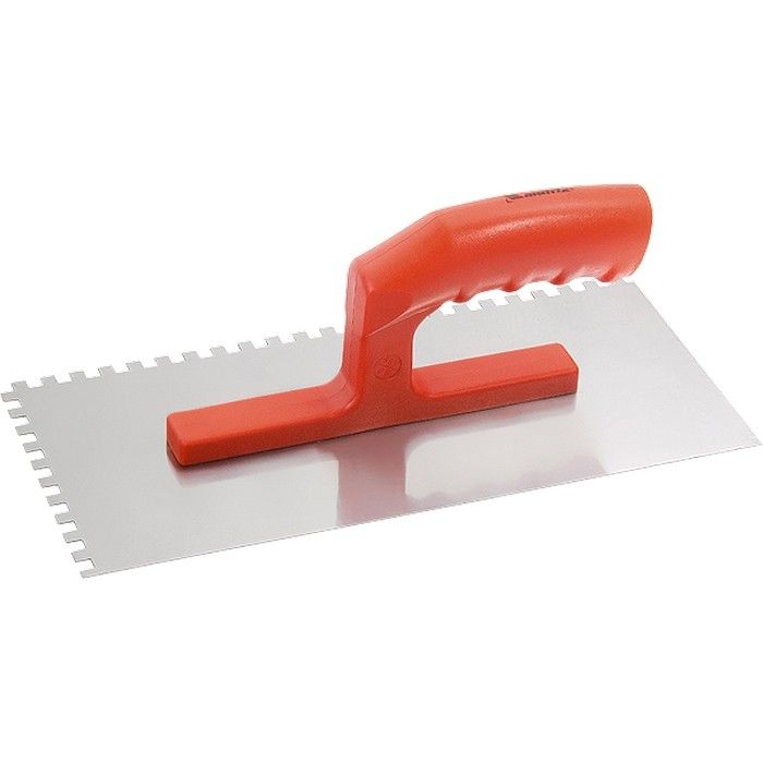 Гладилка стальная, 280 х 130 мм, зеркальная полировка, пластмассовая ручка, зуб 6 х 6 мм Matrix 86775