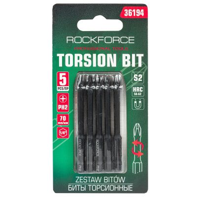 Набор торсионных бит PH2 1/4" 5 пр. 70 мм RockForce RF-36194