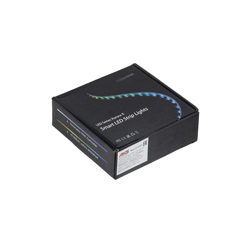 Лента светодиодная RGB 9W/m, 12V, 10мм, 5050, 54 д/м, IP20, цветная 5м, + блок питания + контроллер, AKS 115347