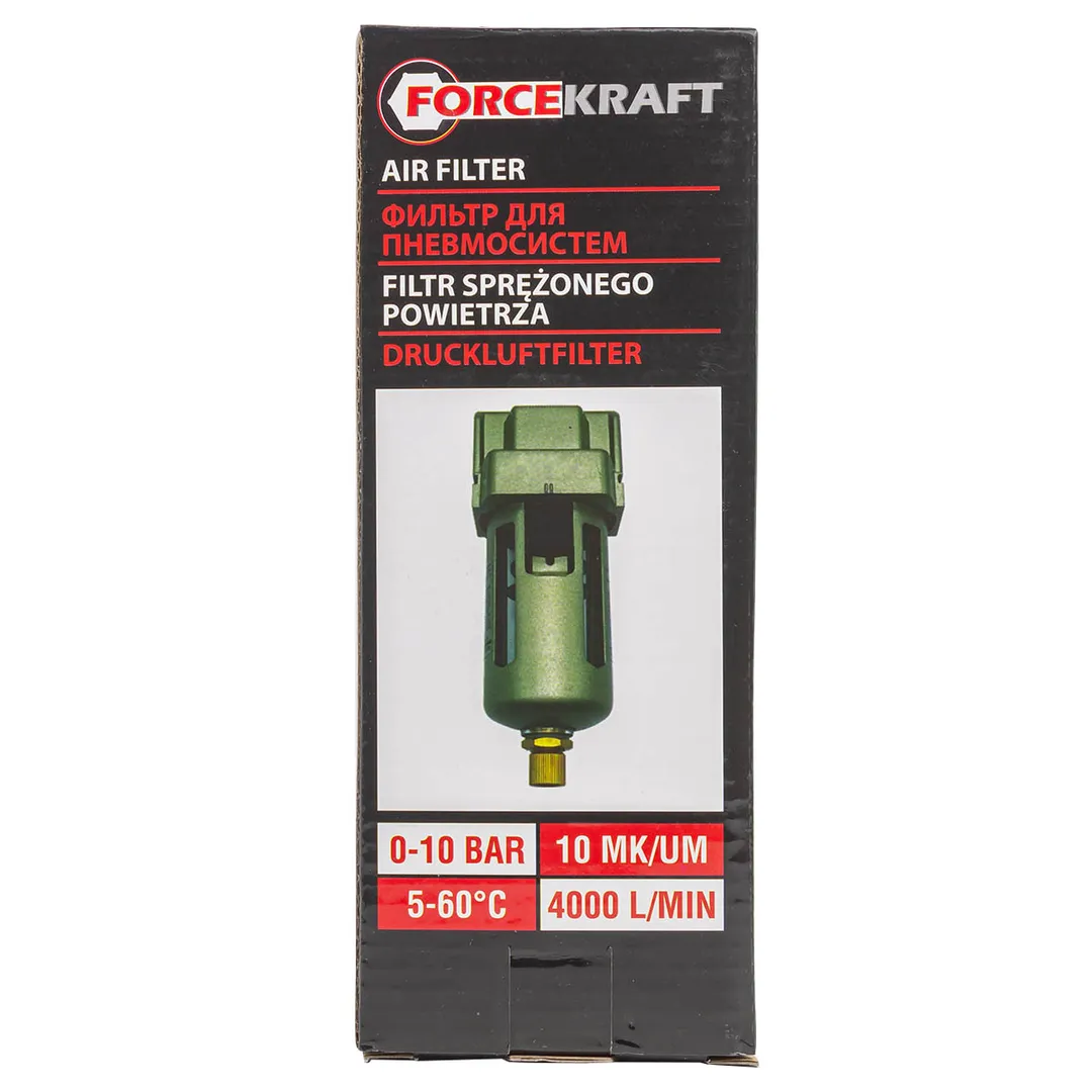 Фильтр воздушный для пневмосистем 3/4'' 10Мк, 4000 л/мин, 0-10bar, раб. температура 5°-60° ForceKraft FK-AF4000-06