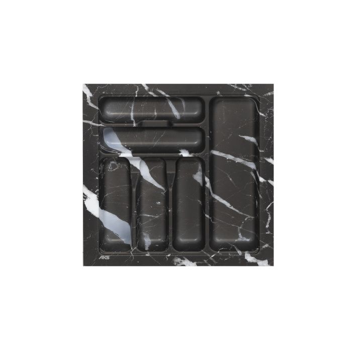 Лоток для столовых приборов 500 MARBLE 435*430, черно-серый мрамор AKS 117570