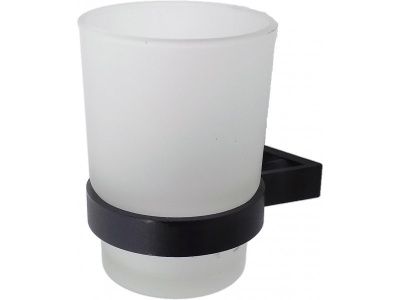 Стакан для зубной щетки, авиационный алюминий + стекло, черный Ledeme L5506