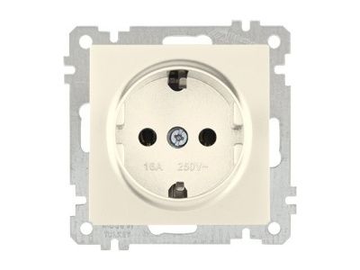 Розетка 1-ая (скрытая, без рамки, с/з) кремовая, DARIA, (16 A, 250 V, IP 20) Mutlusan 21006000202
