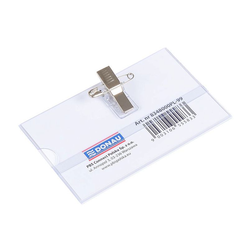 Бейдж с универсальным зажимом "Donau", 57x90 мм, прозрачный