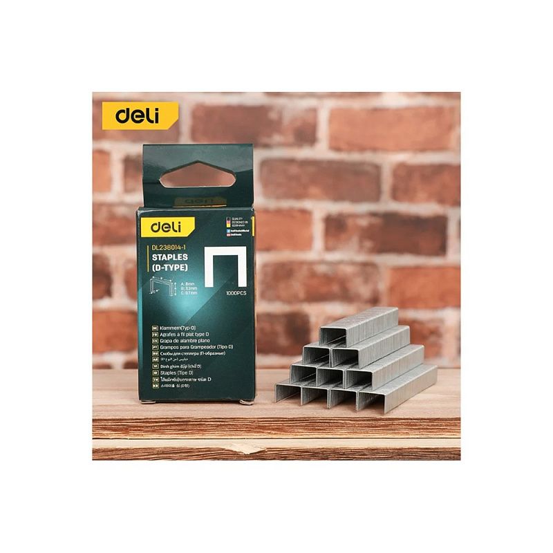 Скоба D Deli EDL238014-1, 12х11,2 мм, 1000 шт.