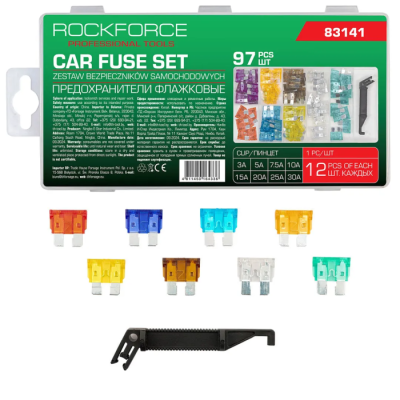 Набор автомобильных плавких флажковых предохранителей от 3А до 30А 97 пр RockForce RF-FS-30(83141)