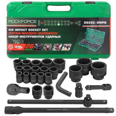 Набор инструментов ударных 26 пр. 3/4''&1'' 12-гр. RockForce RF-68262-9MPB