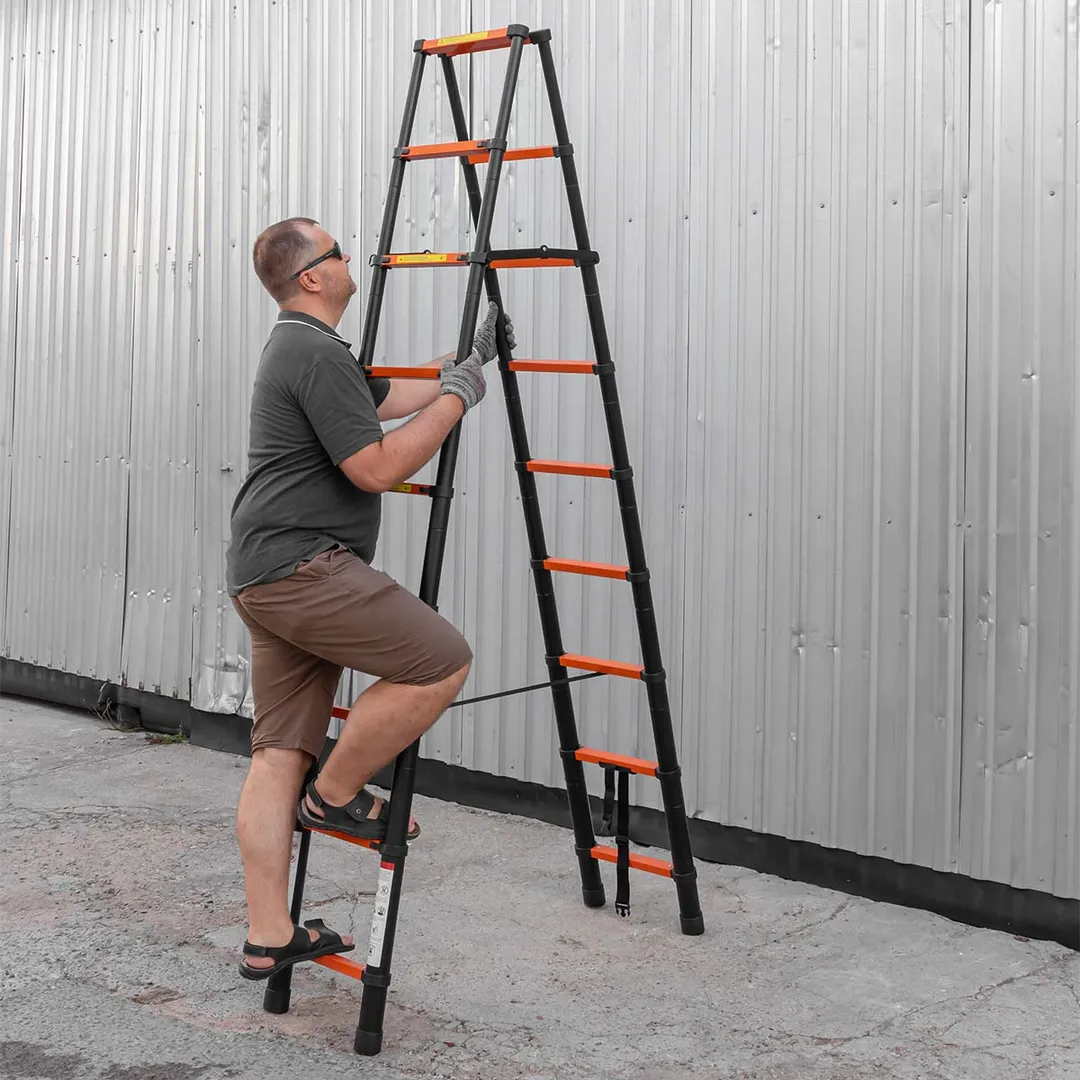 Стремянка телескопическая алюм. бытовая 2.6 м, 9+9 ступ. ISMA ISMA-UP260-2