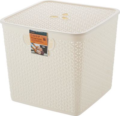 Корзина для хранения Keeplex Rattan со съемной крышкой 21л квадратная 30×30×28см белое Пластик Репаблик KL130511048