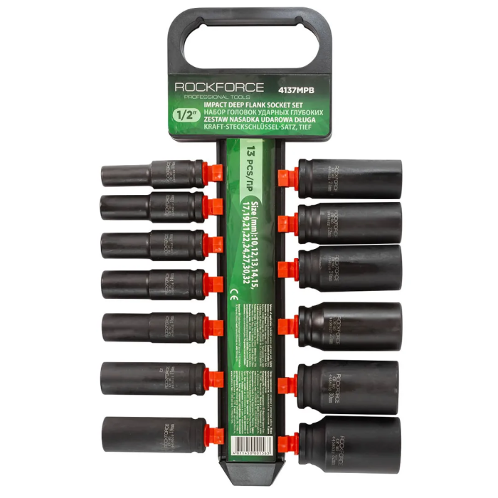 Набор головок ударных глубоких 10-32 мм 13 пр 1/2'' 6-гр RockForce RF-4137MPB