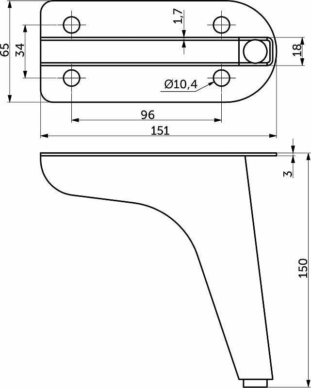 Опора мебельная мет. STRONG h150 черный матовый AKS 113004