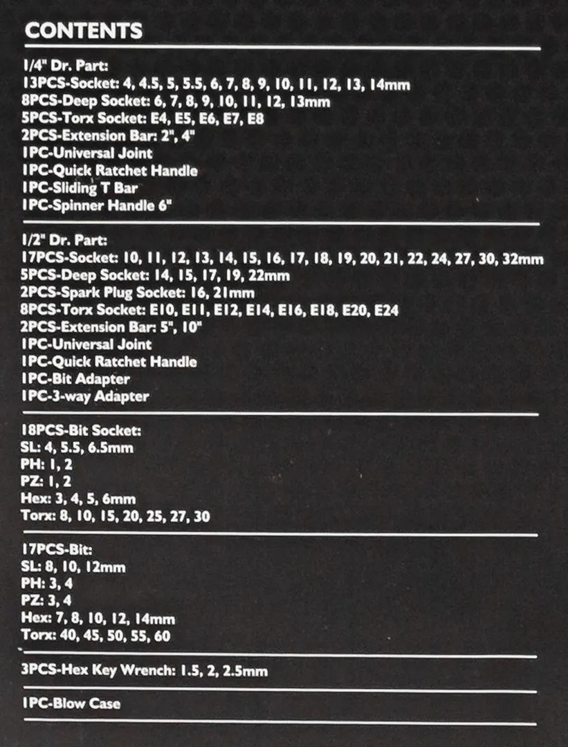 Набор инструментов 108 пр., 1/4''&1/2'' 6-гр. JCB JCB-41082-5